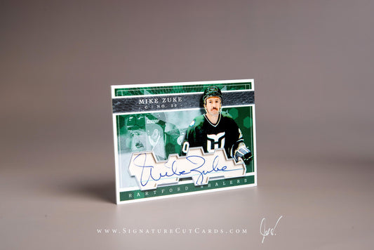 Mike Zuke Hartford Whalers Signature Cut Card Autograph