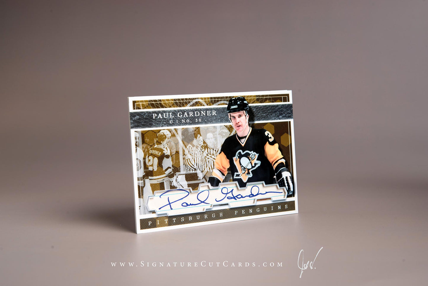 Paul Gardner Pittsburgh Penguins Signature Cut Card Autograph