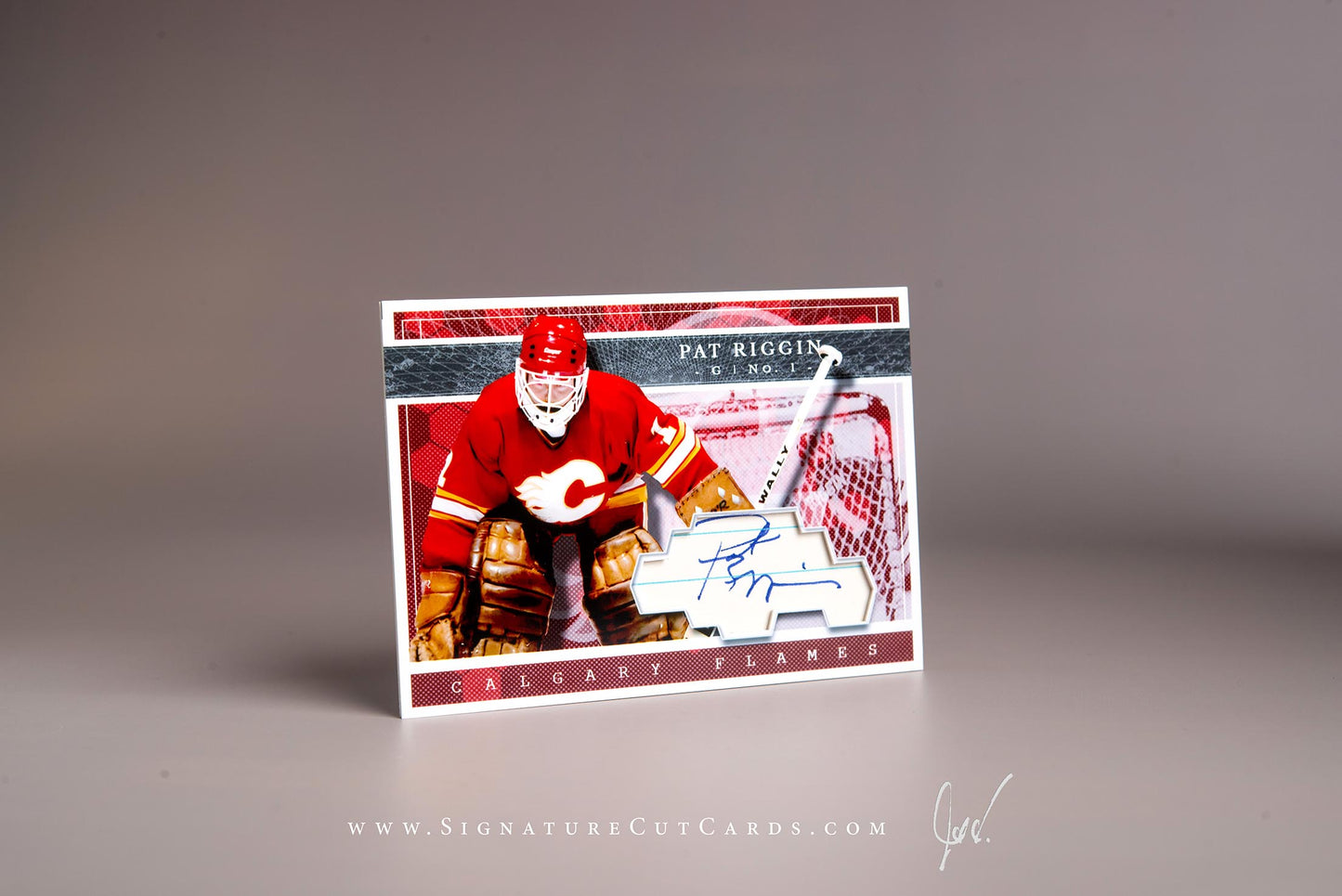 Pat Riggin Calgary Flames Signature Cut Card Autograph