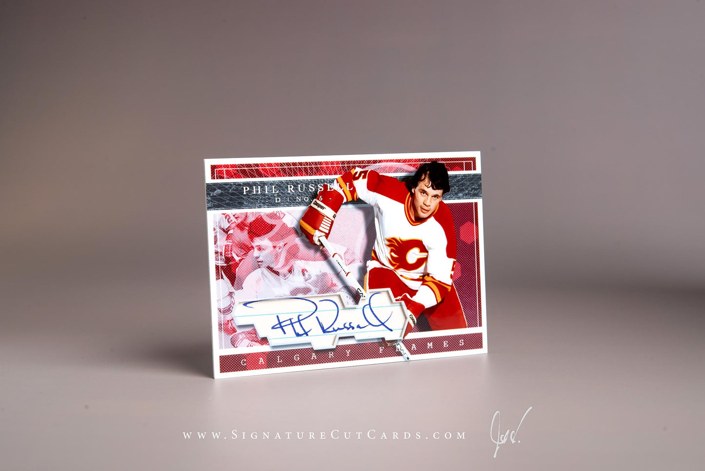 Phil Russell Calgary Flames Signature Cut Card Autograph
