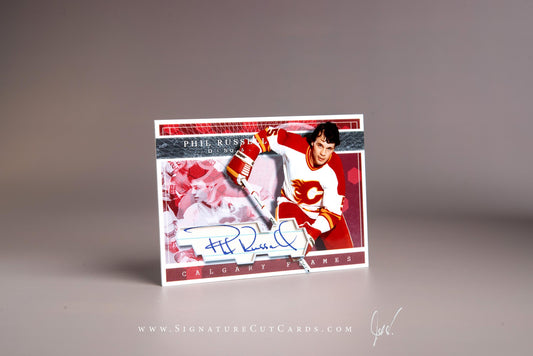 Phil Russell Calgary Flames Signature Cut Card Autograph