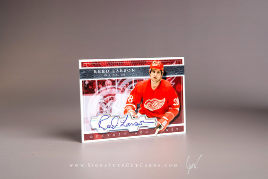Reed Larson Detroit Red Wings Signature Cut Card Autograph