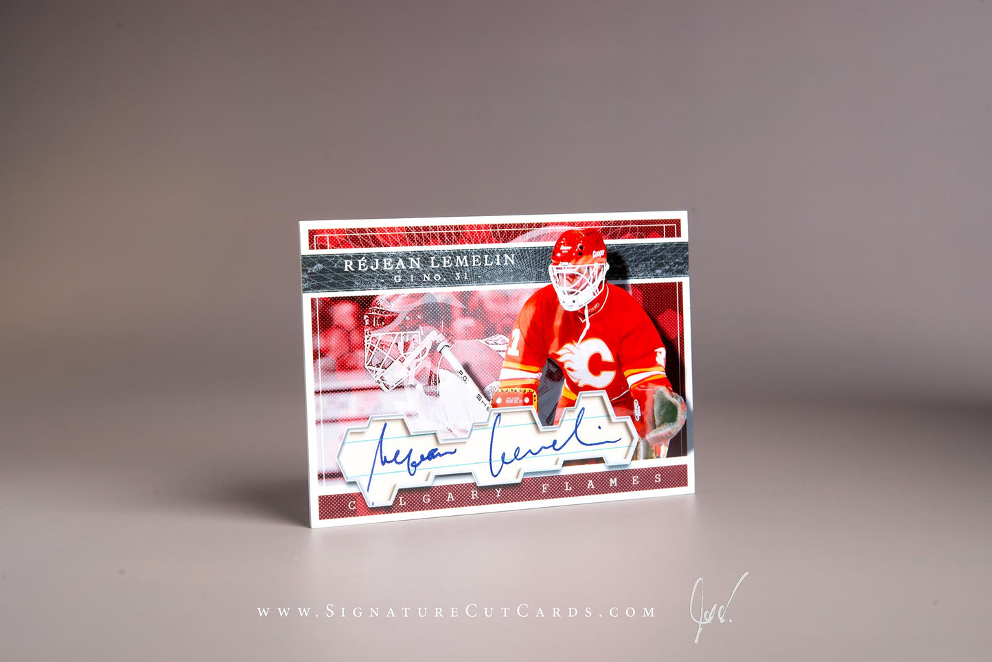Rejean Lemelin Calgary Flames Signature Cut Card Autograph