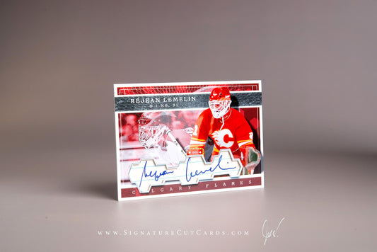 Rejean Lemelin Calgary Flames Signature Cut Card Autograph
