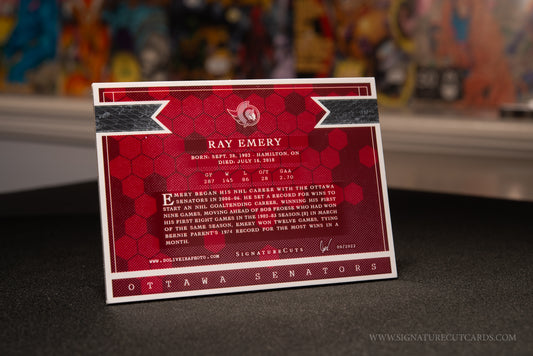 Ray Emery Ottawa Senators Signature Cut Card Back