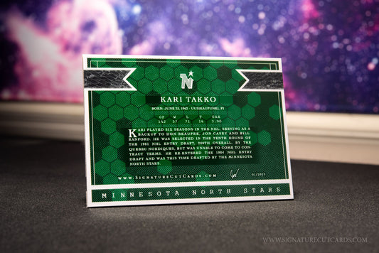 Kari Takki Minnesota North Stars Signature Cut Card Back
