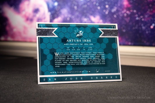 Arturs Irbe San Jose Sharks Signature Cut Card Back