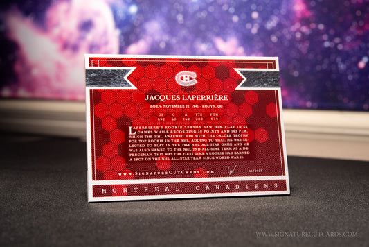 Jacques Laperriere Montreal Canadiens Signature Cut Card Back
