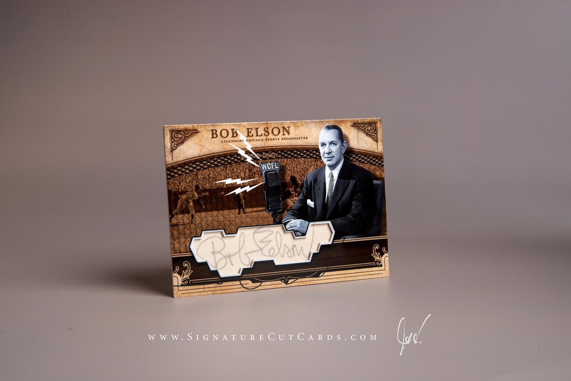 Bob Elson Legendary Chicago Broadcaster Signature Cut Card Autograph