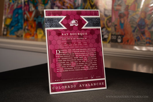 Ray Bourque Colorado Avalanche Signature Cut Card Back