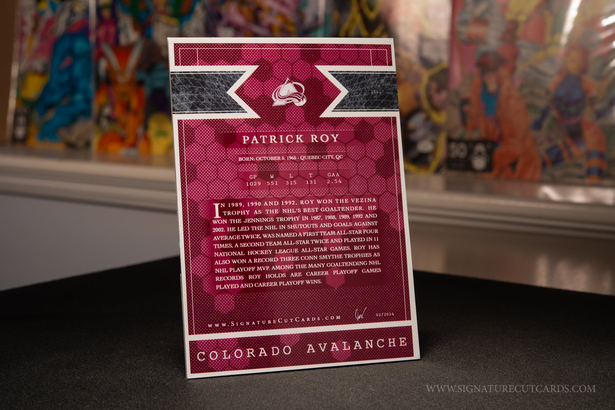Patrick Roy Colorado Avalanche Signature Cut Card Back