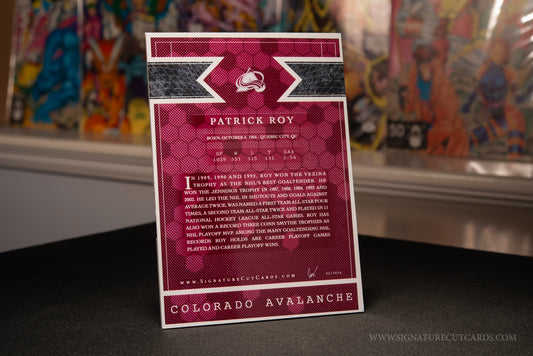 Patrick Roy Colorado Avalanche Signature Cut Card Back