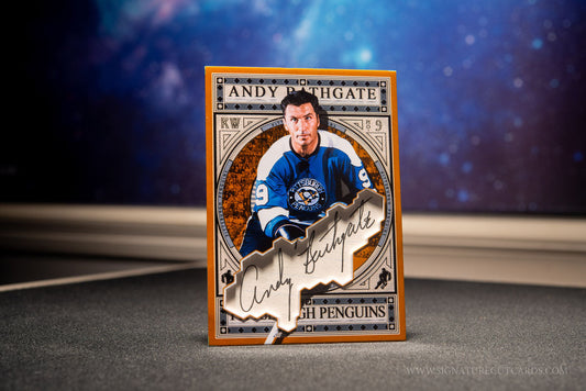 Andy Bathgate Pittsburgh Penguins Expansion Era Signature Cut Card