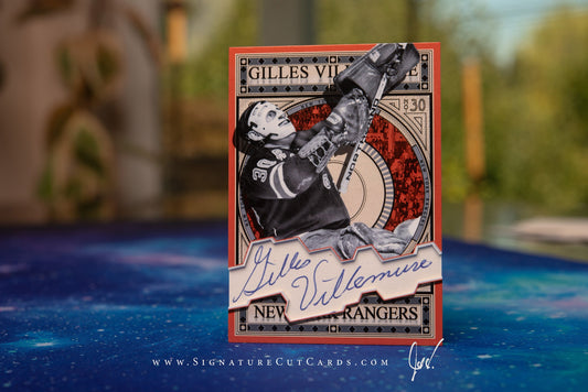 Gilles Villemure New York Rangers Expansion Era Signature Cut Card