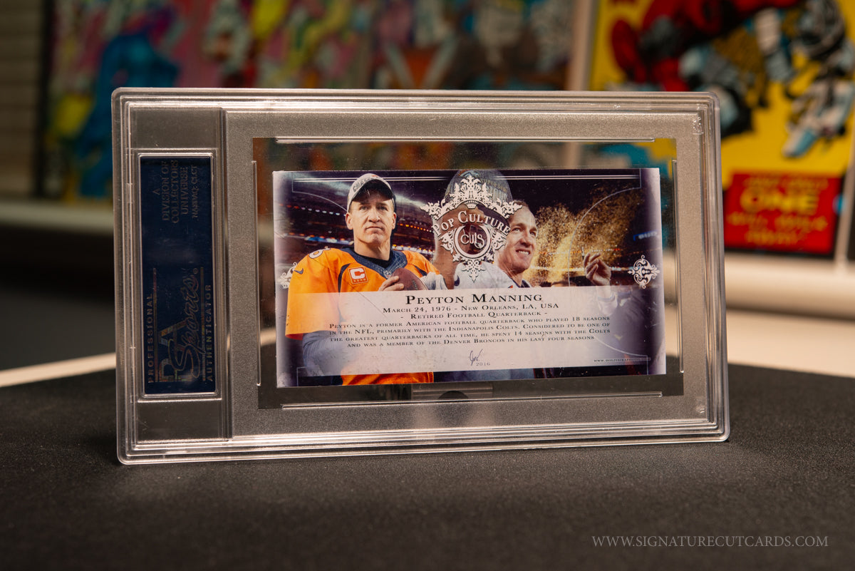 Peyton Manning Denver Broncos Signature Cut Card Back
