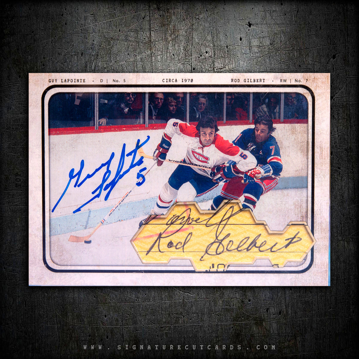 Guy Lapointe & Rod Gilbert Hand Signed Dual Signature Cut Card Series #'d /5