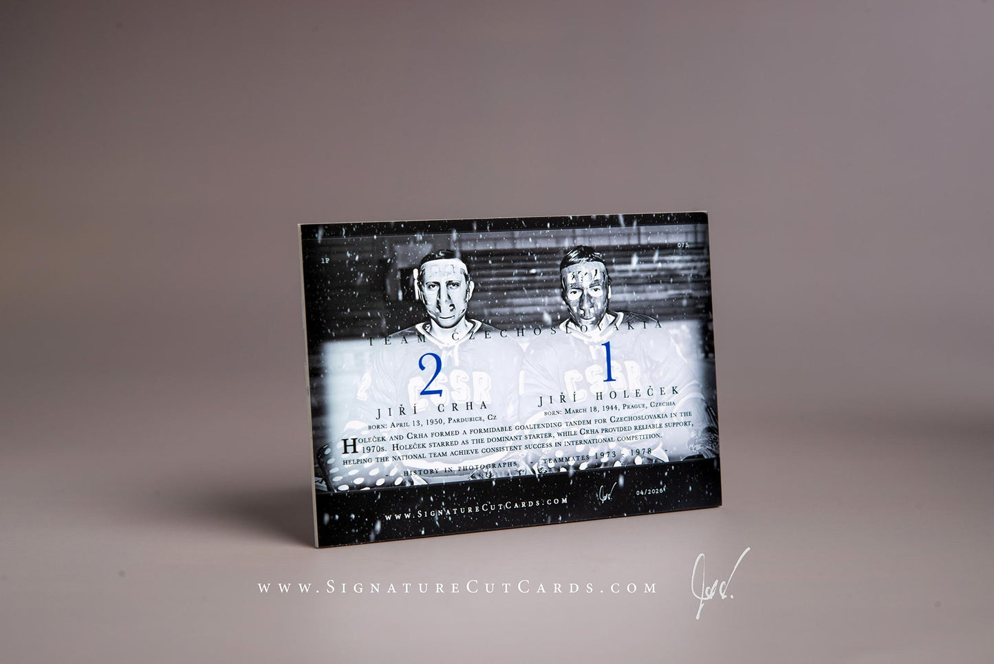 Jiri Crha & Jiri Holecek Team Czechoslavakia History in Photographs Signature Cut Card Back