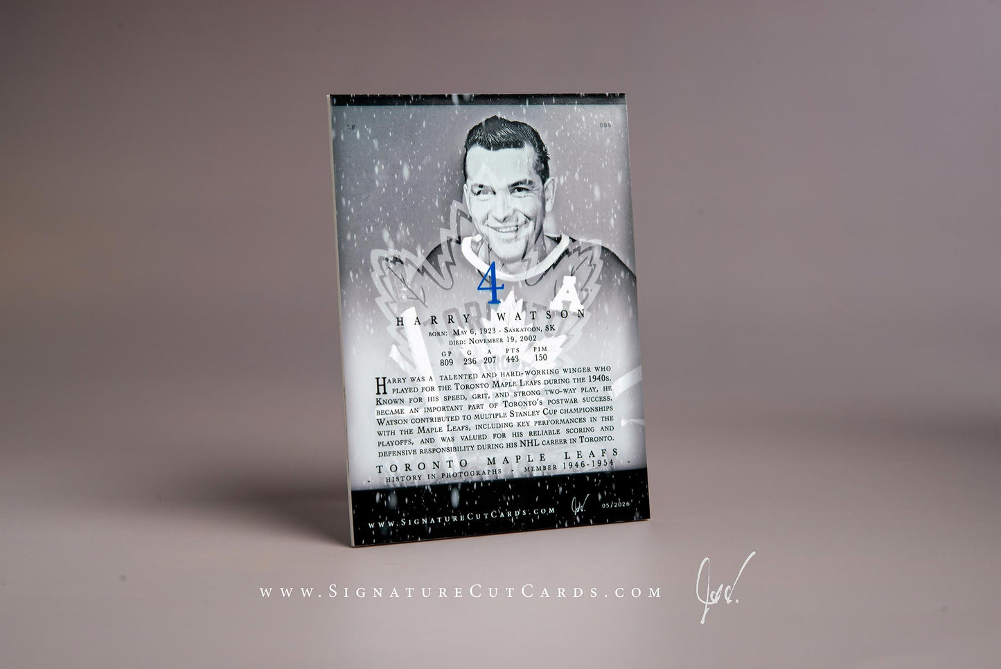 Harry Watson Toronto Maple Leafs History in Photographs Signature Cut Card Back