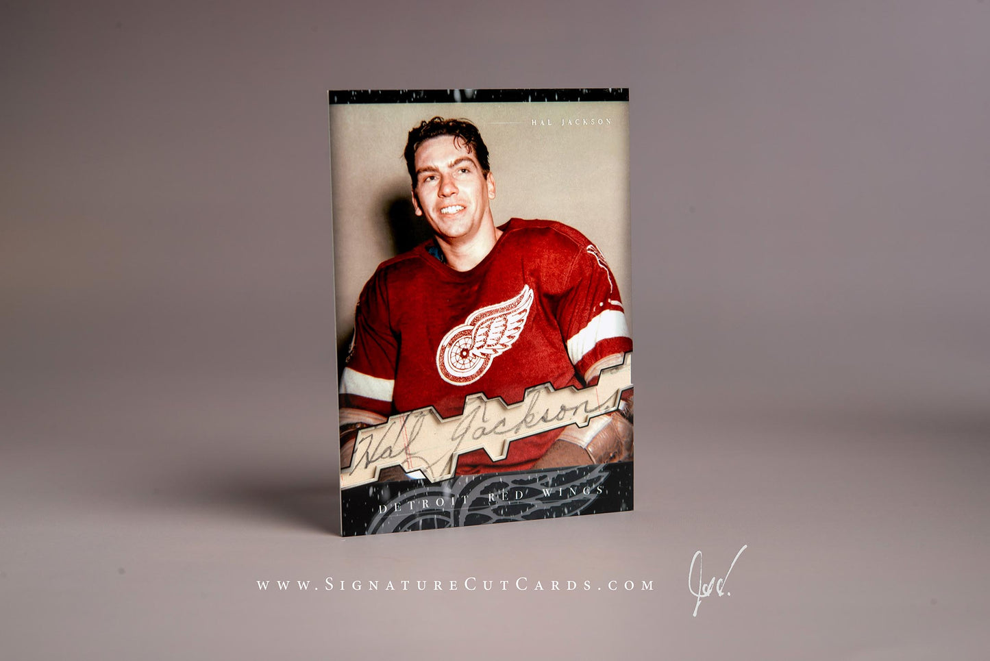Hal Jackson Detroit Red Wings History in Photographs Signature Cut Card Autograph