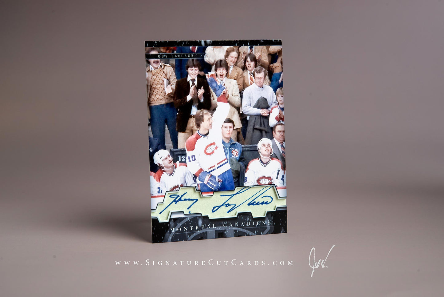 Guy Lafleur Montreal Canadiens History in Photographs Signature Cut Card Autograph