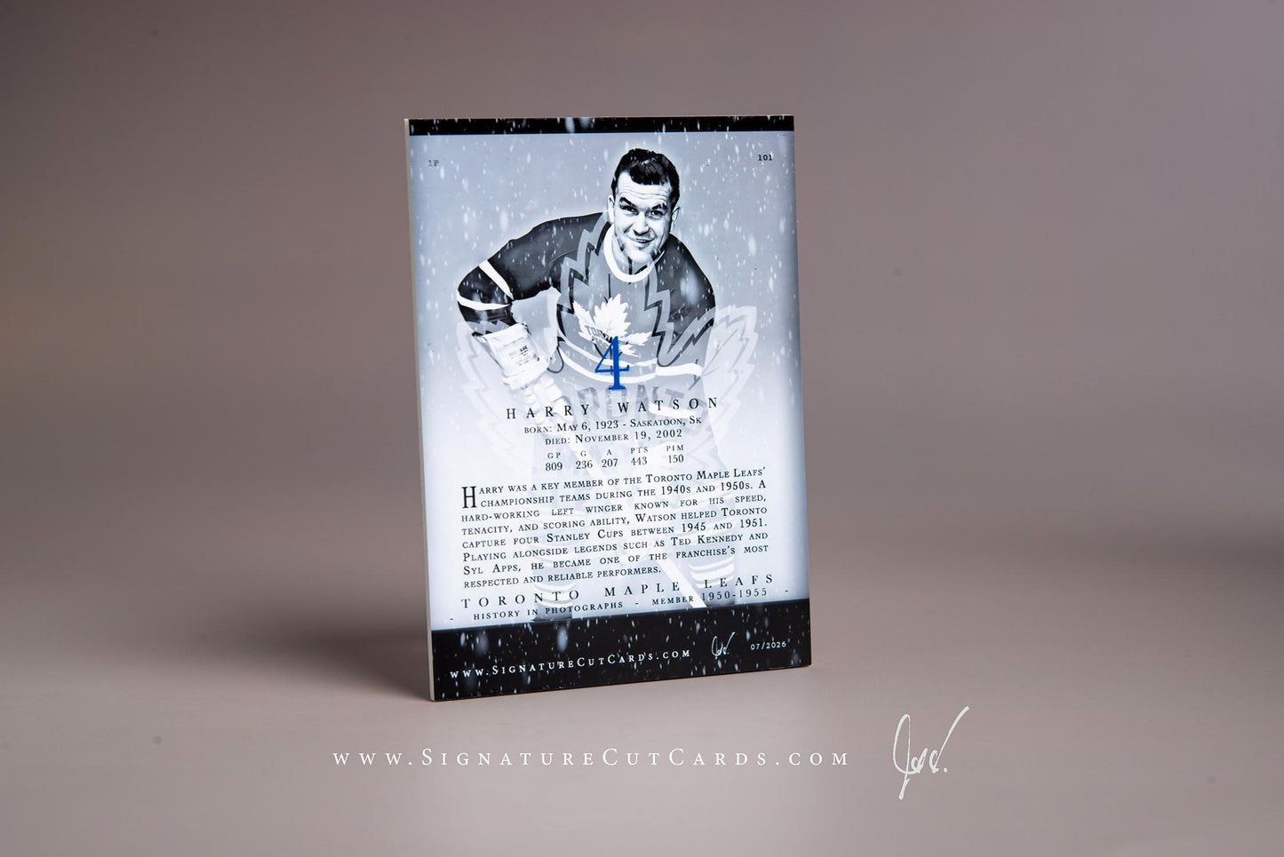 Harry Watson Toronto Maple Leafs History in Photographs Signature Cut Card Back