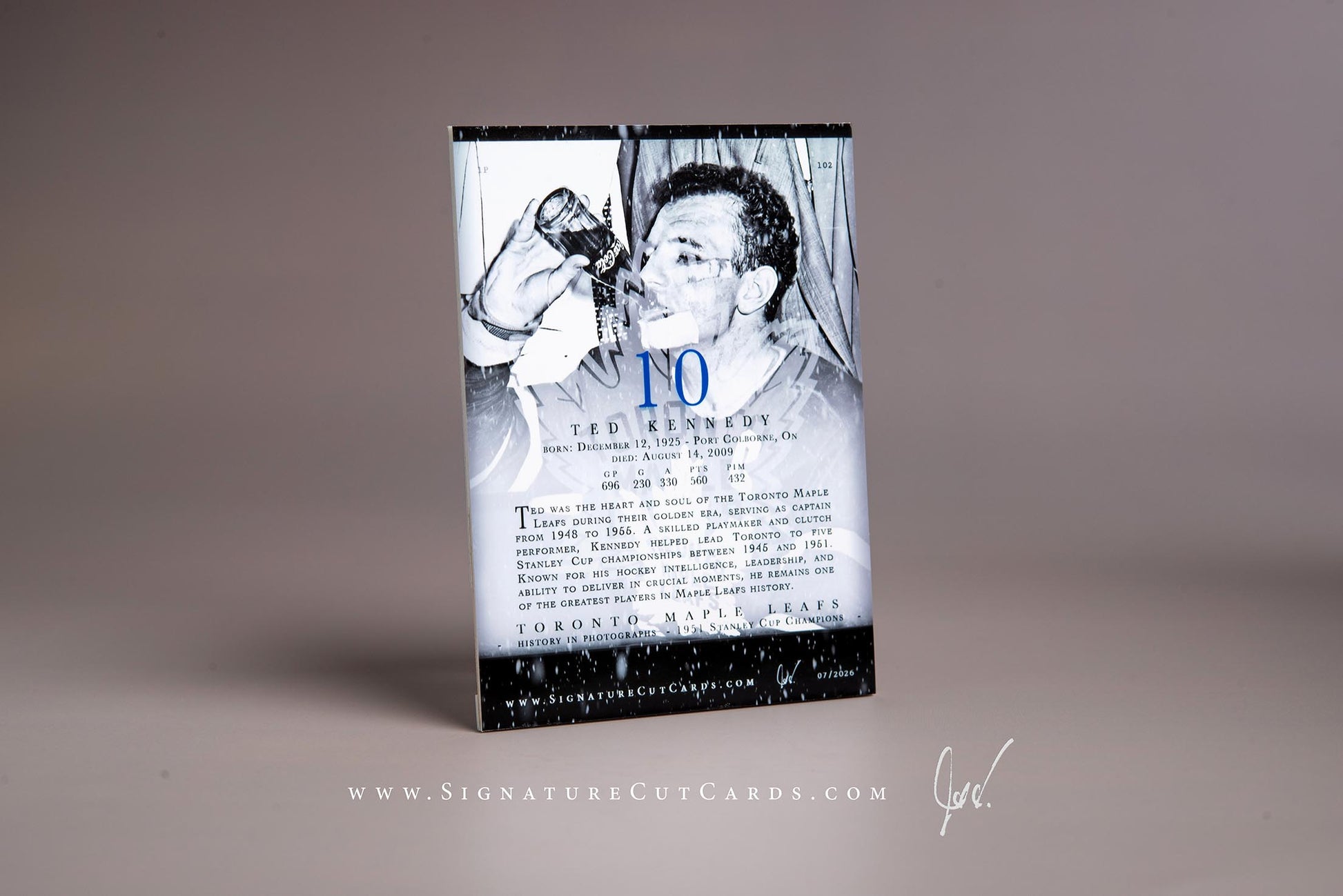 Ted Kennedy Toronto Maple Leafs History in Photographs Signature Cut Card Back