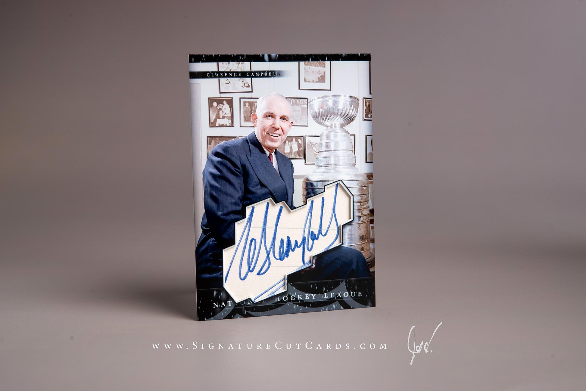 Clarence Campbell National Hockey League History in Photographs Signature Cut Card Autograph