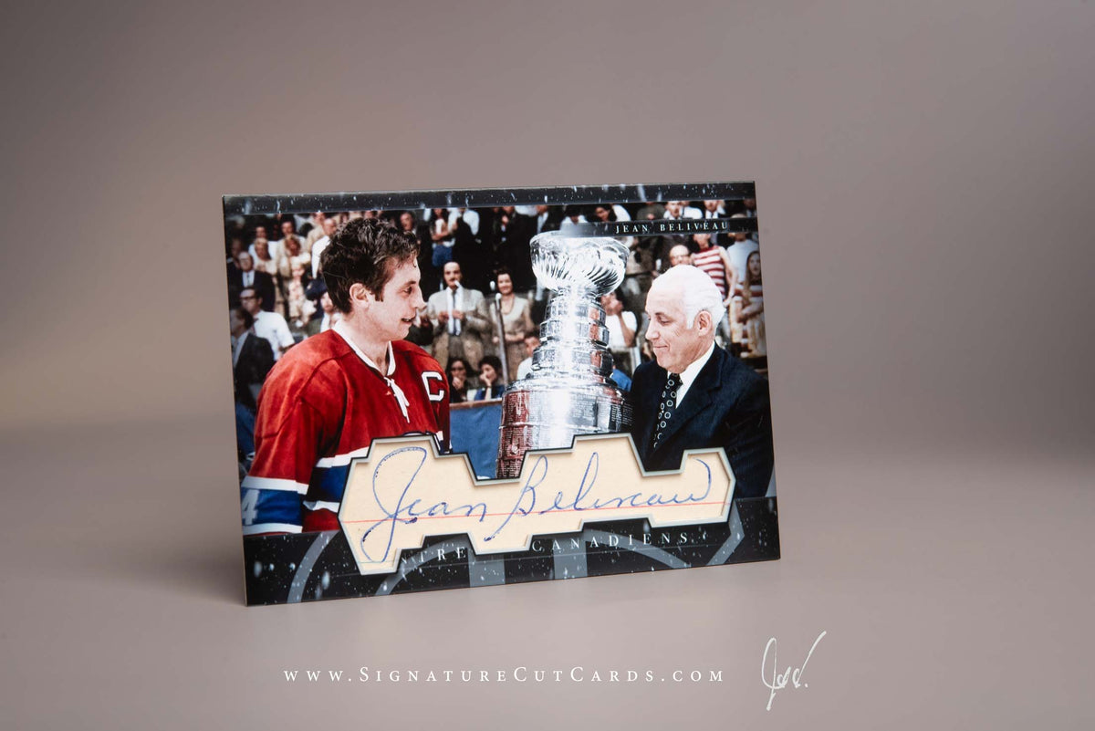 Jean Beliveau Montreal Canadiens Signature Cut Card Autograph