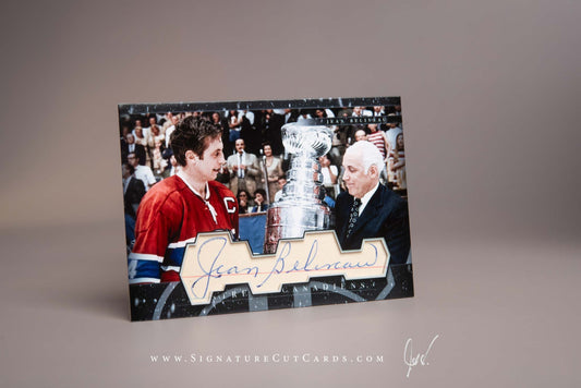 Jean Beliveau Montreal Canadiens Signature Cut Card Autograph