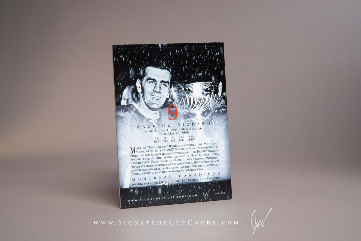 Maurice Richard Montreal Canadiens Signature Cut Card Back
