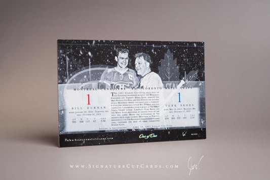 Bill Durnan & Turk Broda Montreal Canadiens vs. Toronto Maple Leafs Signature Cut Card Autograph
