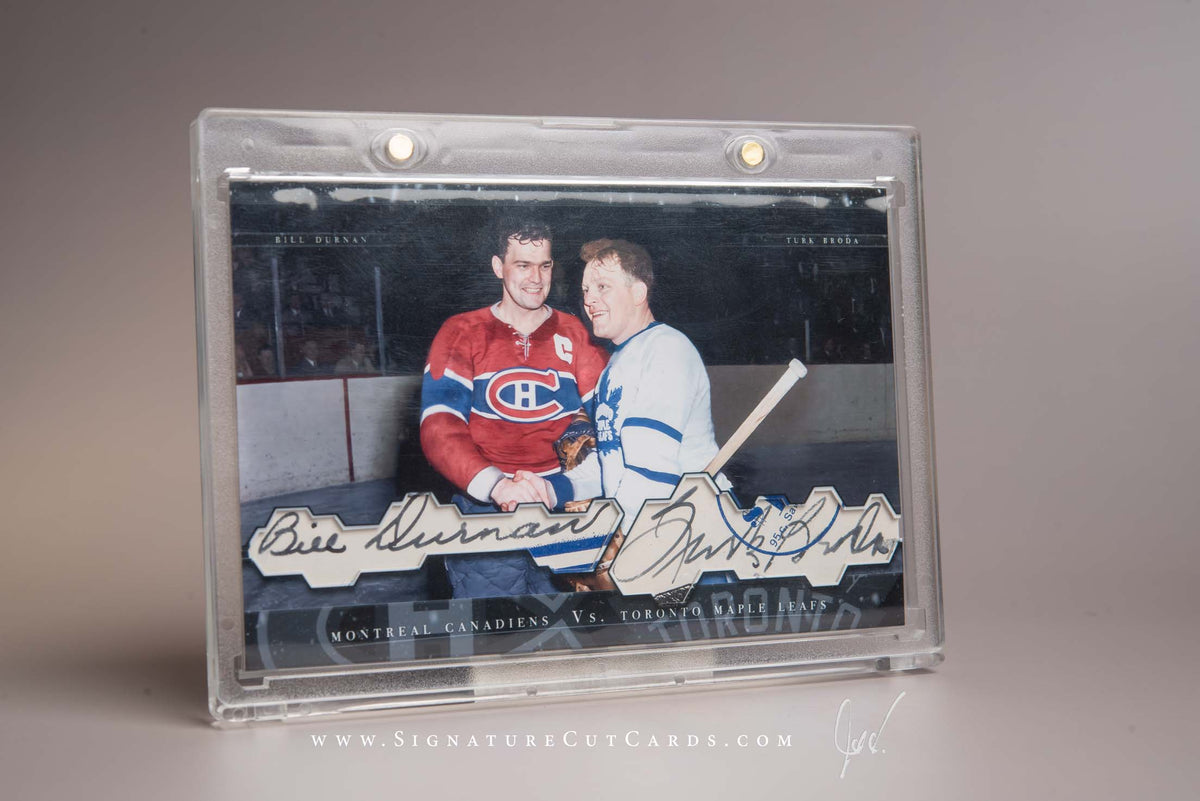 Bill Durnan & Turk Broda Montreal Canadiens vs. Toronto Maple Leafs Signature Cut Card Autograph