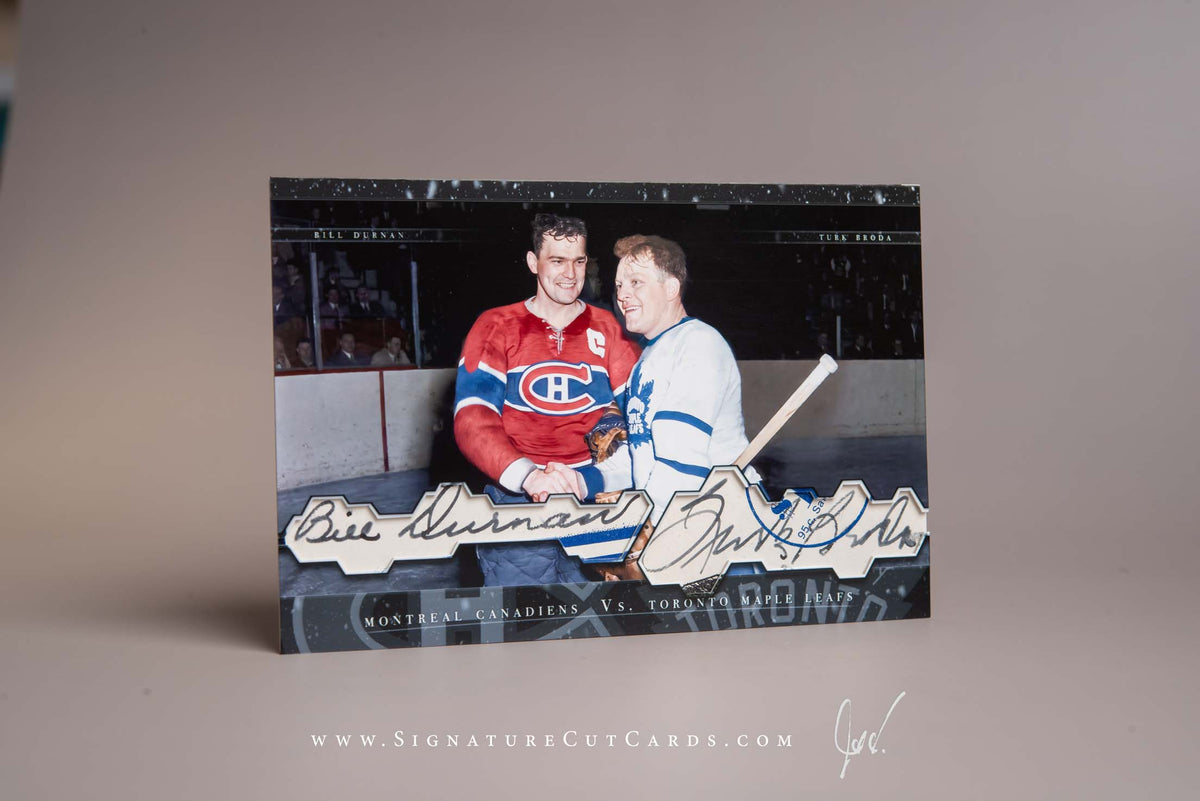 Bill Durnan & Turk Broda Montreal Canadiens vs. Toronto Maple Leafs Signature Cut Card Autograph