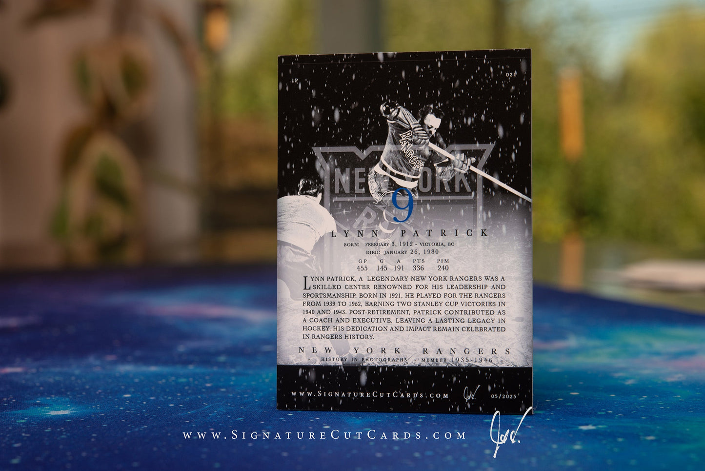 Lynn Patrick New York Rangers History in Photographs Signature Cut Card