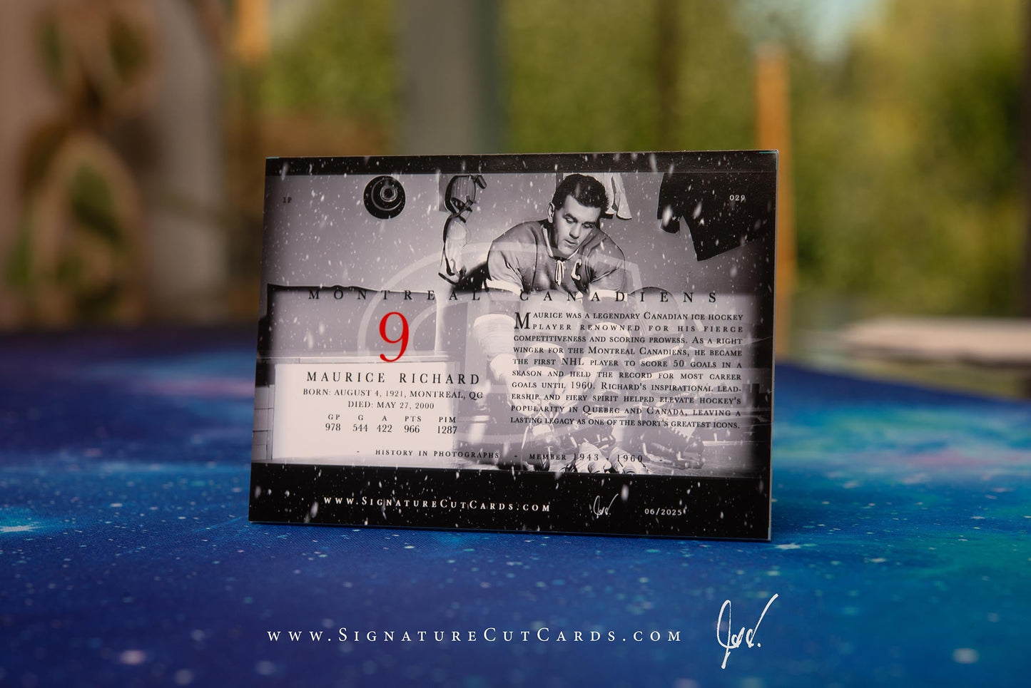 Maurice Richard Montreal Canadiens History in Photographs Signature Cut Card