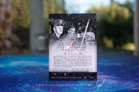 Ted Lindsay Detroit Red Wings Signature Cut Card Back