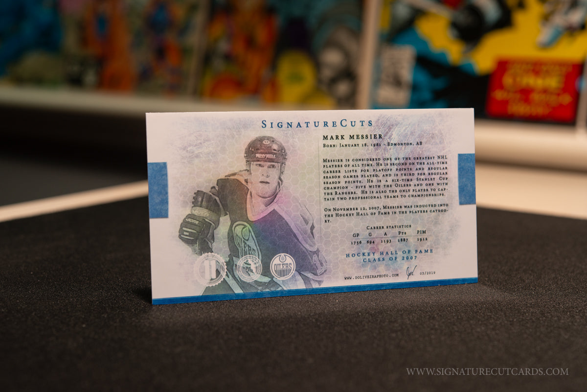 Mark Messier Edmonton Oilers Signature Cut Card Autograph Back