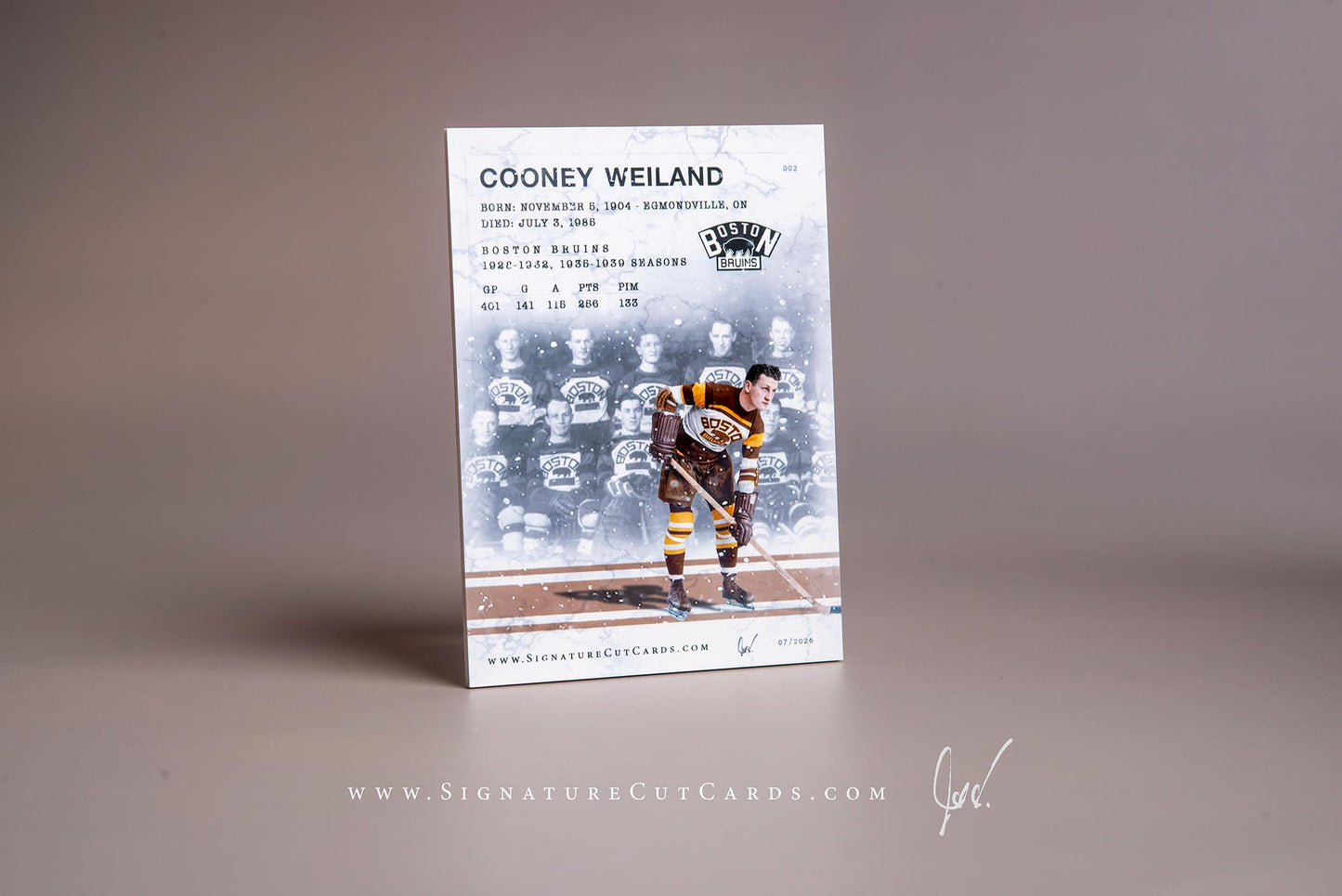 Cooney Weiland Boston Bruins Signature Cut Card Back 