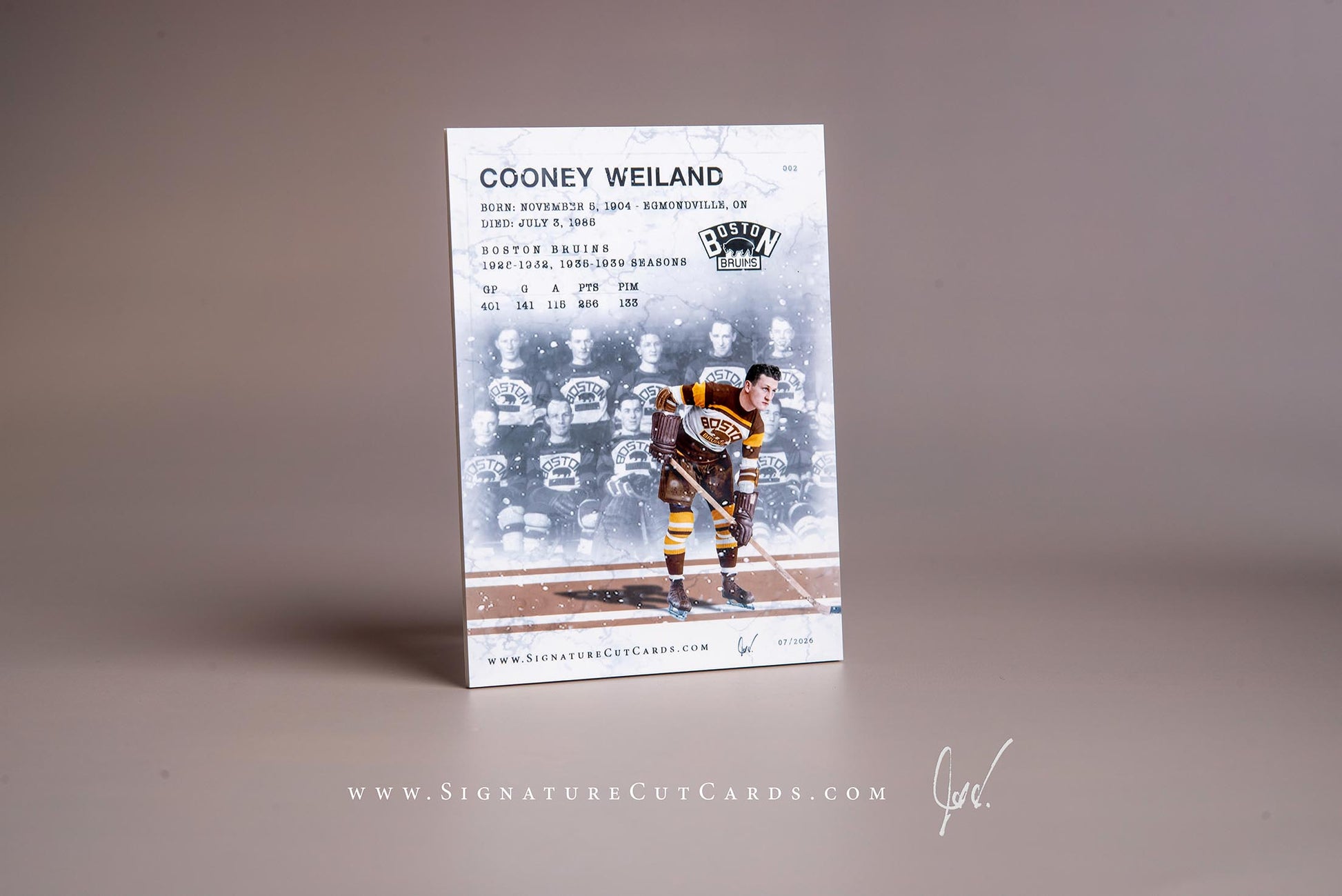 Cooney Weiland Boston Bruins Signature Cut Card Back 