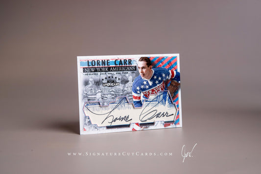 Lorne Carr New York Americans Signature Cut Card Autograph 