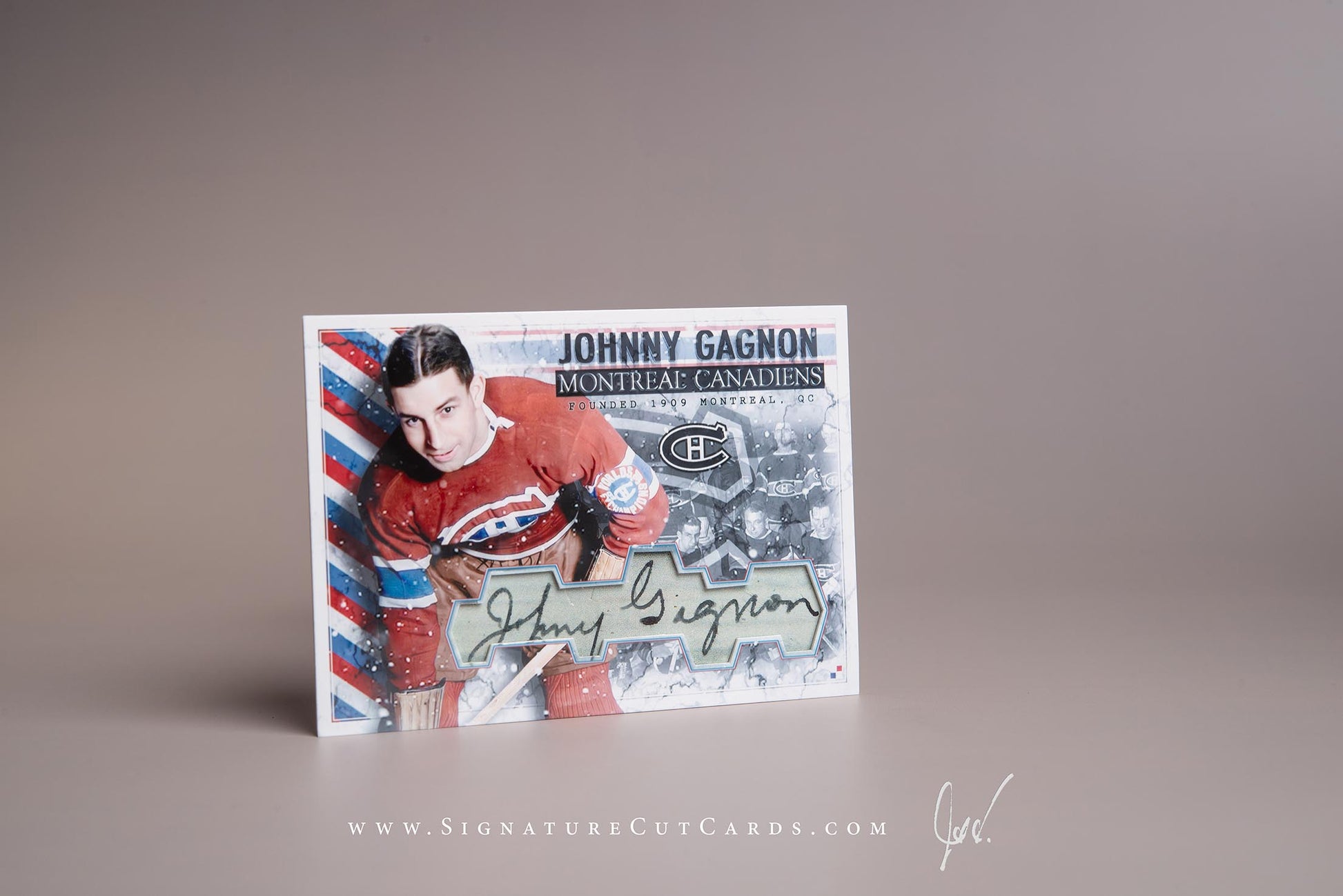 Johnny Gagnon Montreal Canadiens Signature Cut Card Autograph