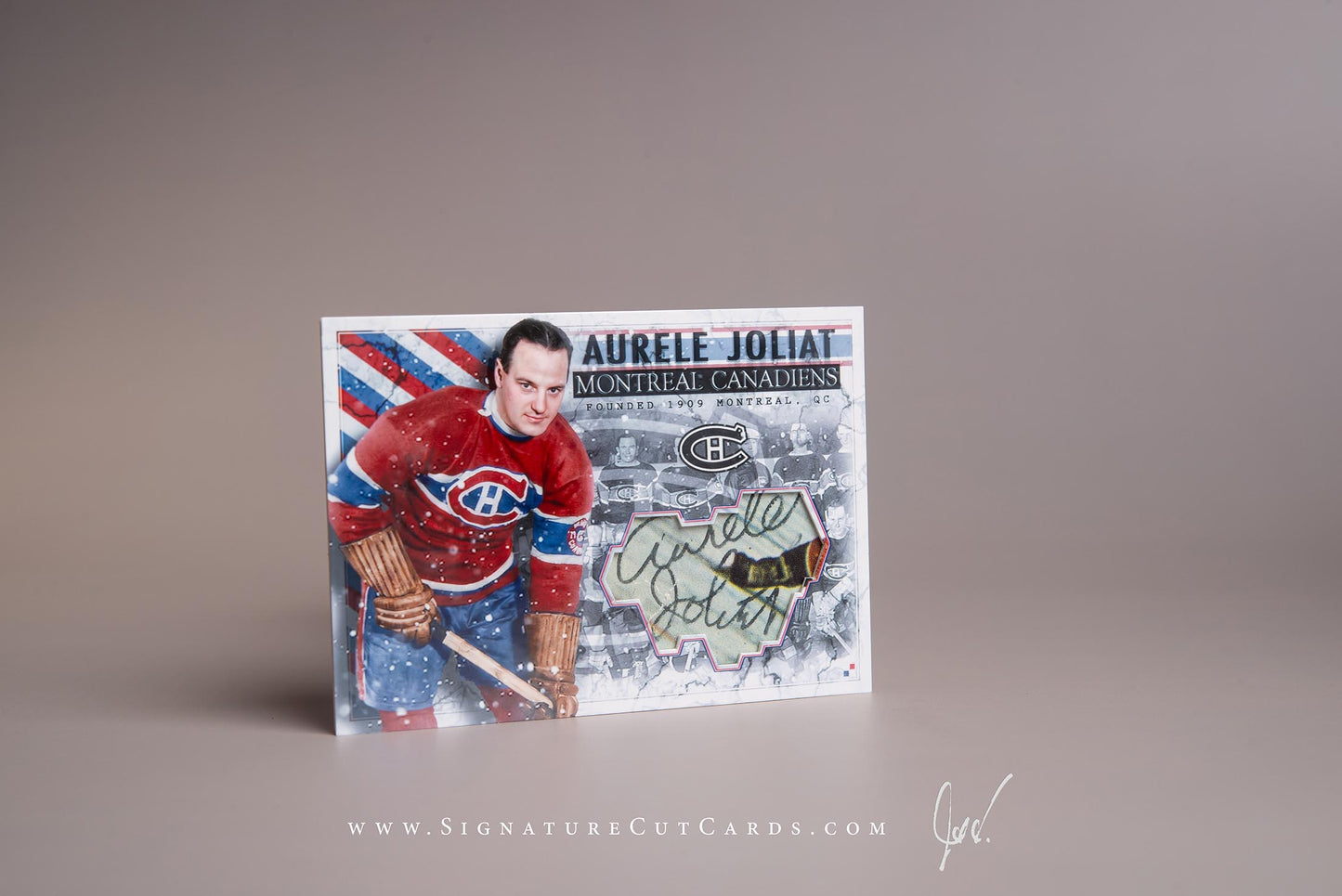 Aurele Joliat Montreal Canadiens Signature Cut Card Autograph