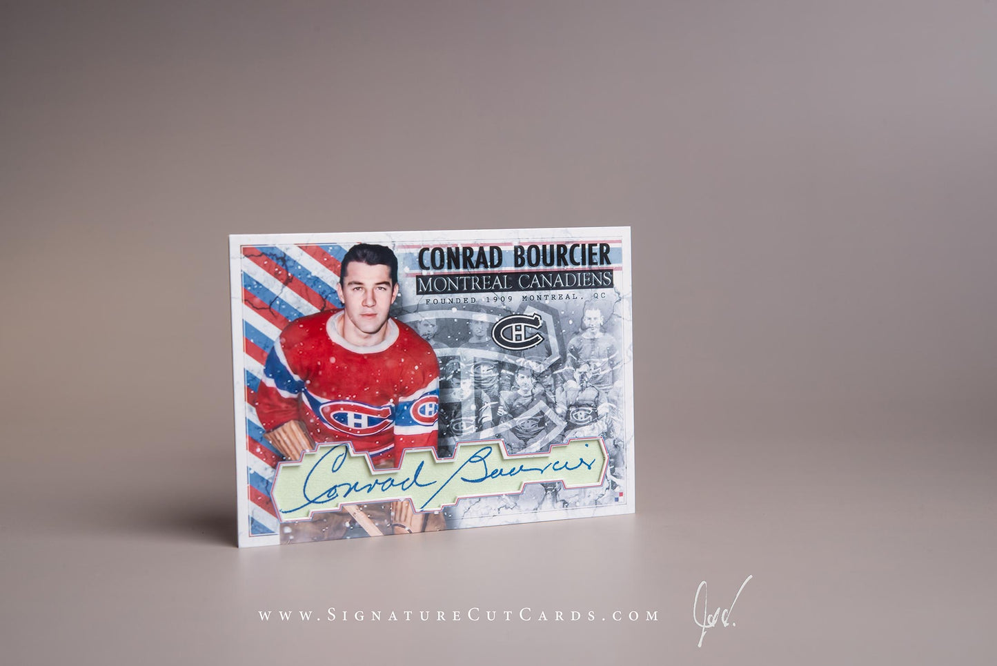 Conrad Bourcier Montreal Canadiens Signature Cut Card Autograph