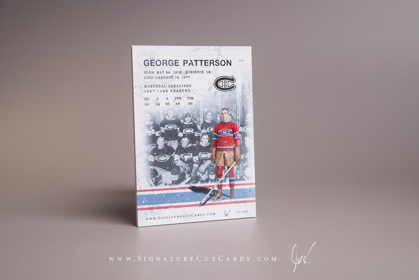 George "Pat" Patterson Montreal Canadiens Signature Cut Card Back