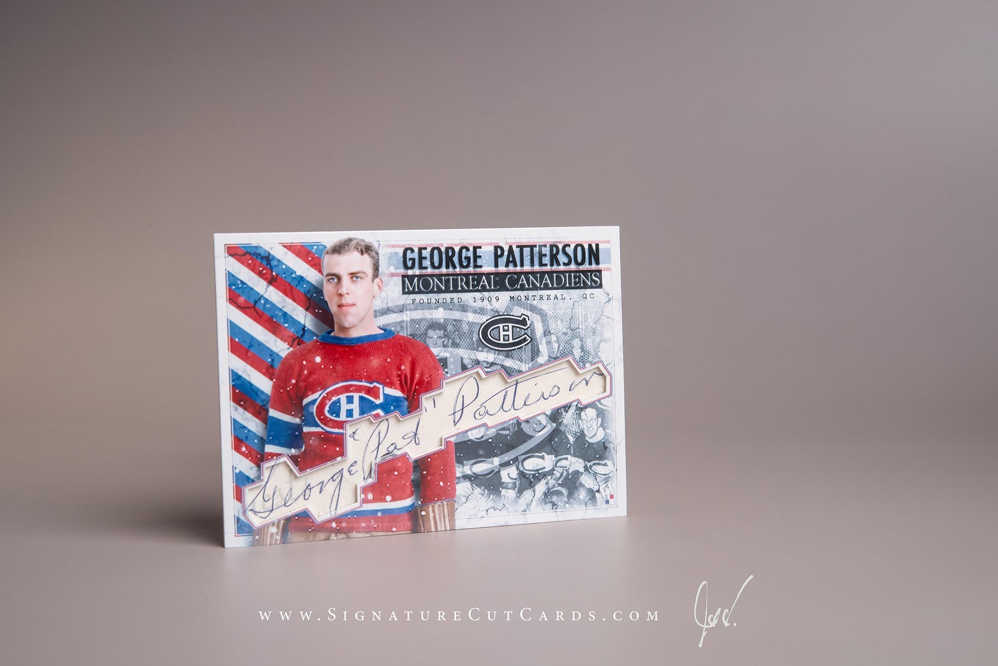 George "Pat" Patterson Montreal Canadiens Signature Cut Card Autograph