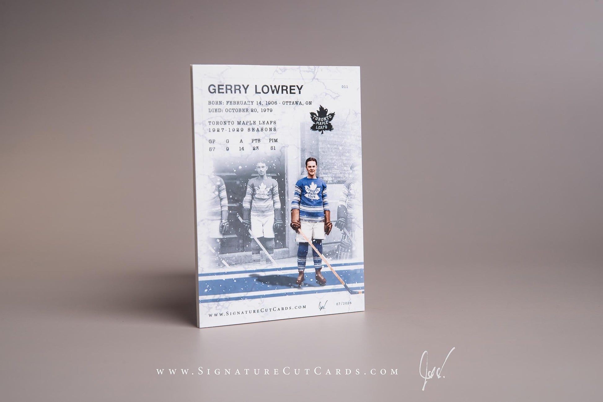 Gerry Lowrey Toronto Maple Leafs Signature Cut Card Back
