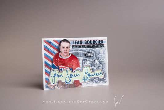 Jean Bourcier Montreal Canadiens Signature Cut Card Autograph