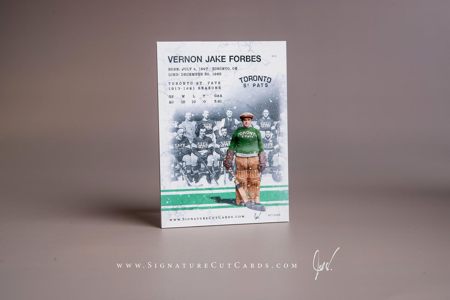 Vernon Jake Forbes Toronto St. Pats Signature Cut Card Back 