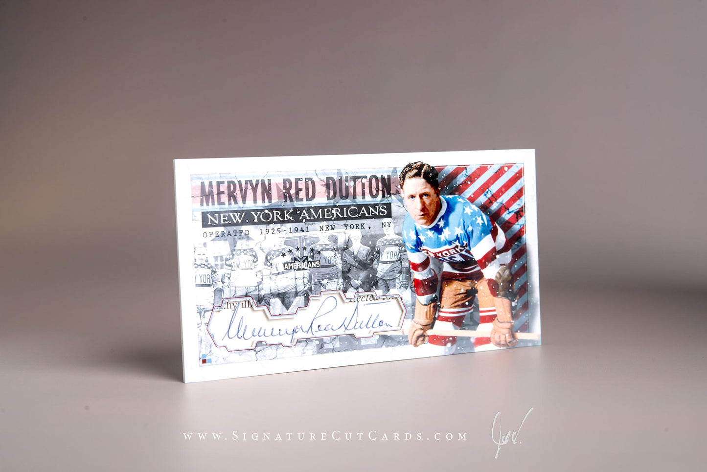 Mervyn Red Dutton New York Americans Signature Cut Tallboy Card Autograph