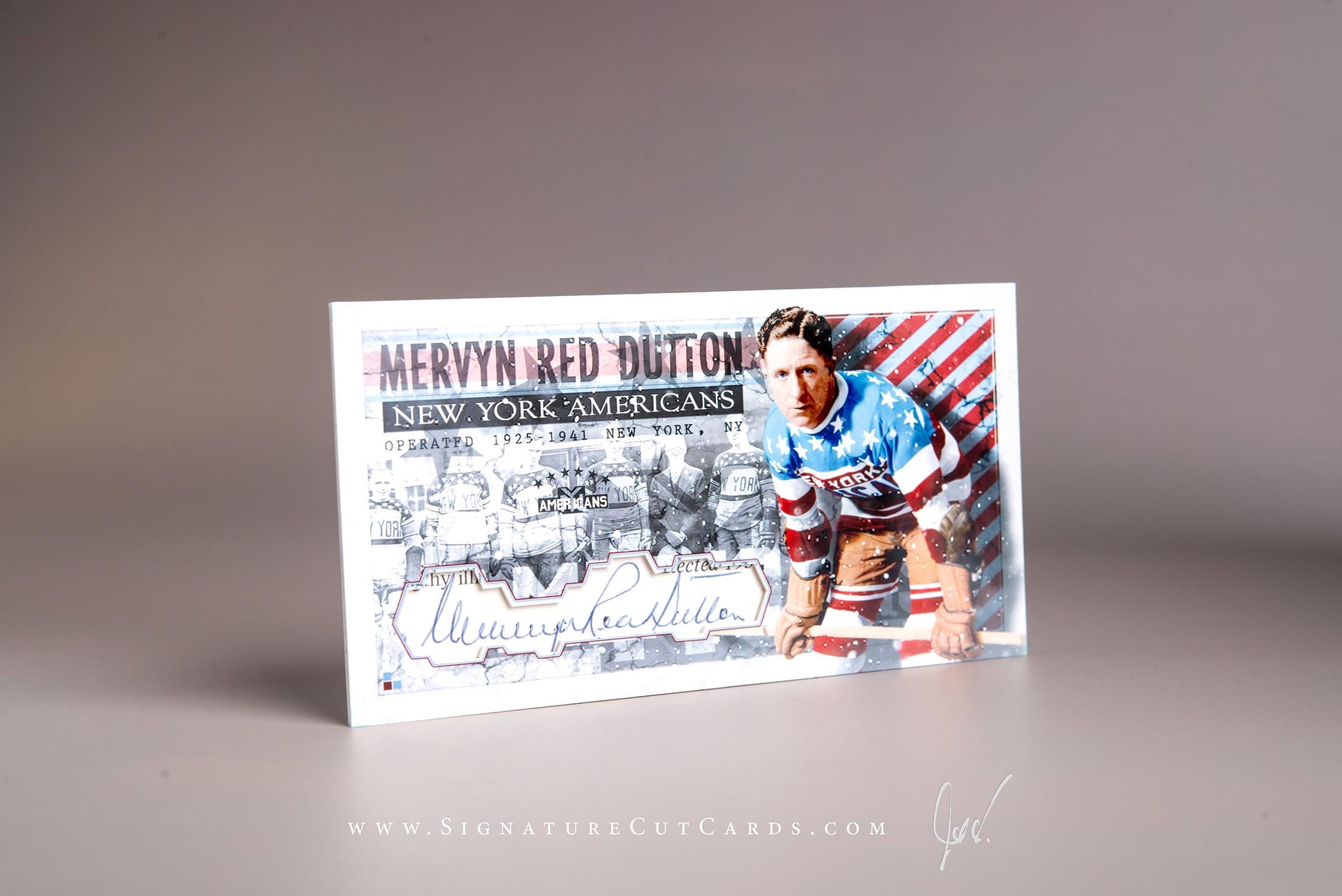 Mervyn Red Dutton New York Americans Signature Cut Tallboy Card Autograph